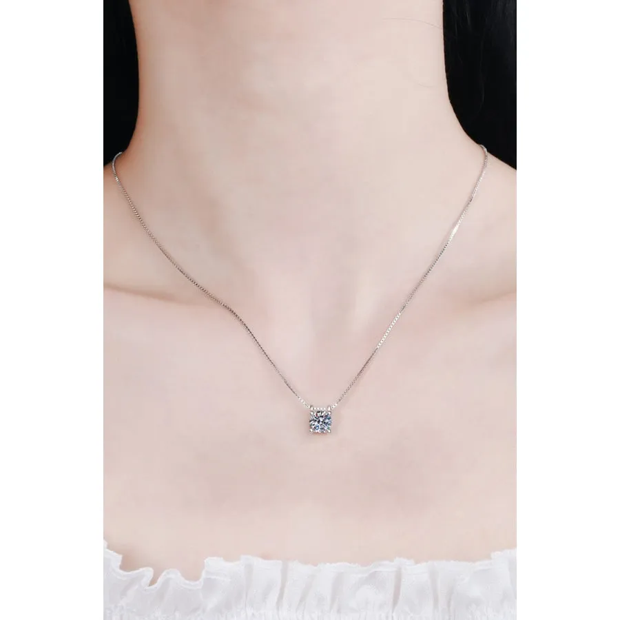 1 Carat Moissanite 925 Sterling Silver Chain Necklace