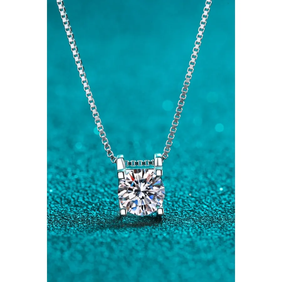 1 Carat Moissanite 925 Sterling Silver Chain Necklace