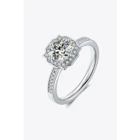 1 Carat Moissanite Platinum-Plated Ring