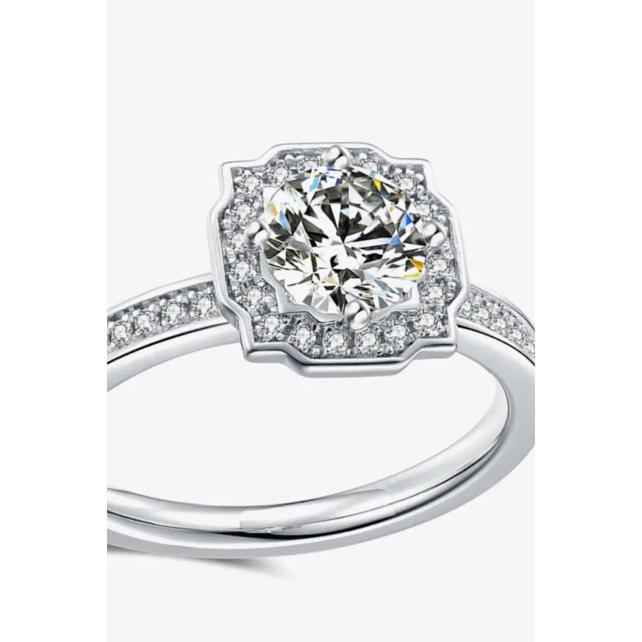 1 Carat Moissanite Platinum-Plated Ring