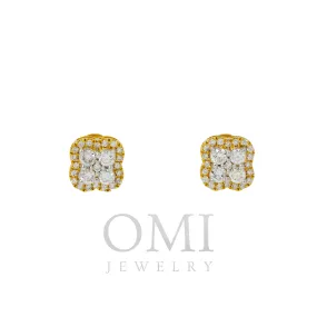 10K GOLD ROUND DIAMOND CLUSTER CLOVER EARRINGS 0.63 CTW