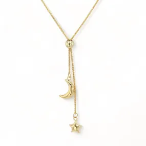 10k Yellow gold adjustable moon and star-11935