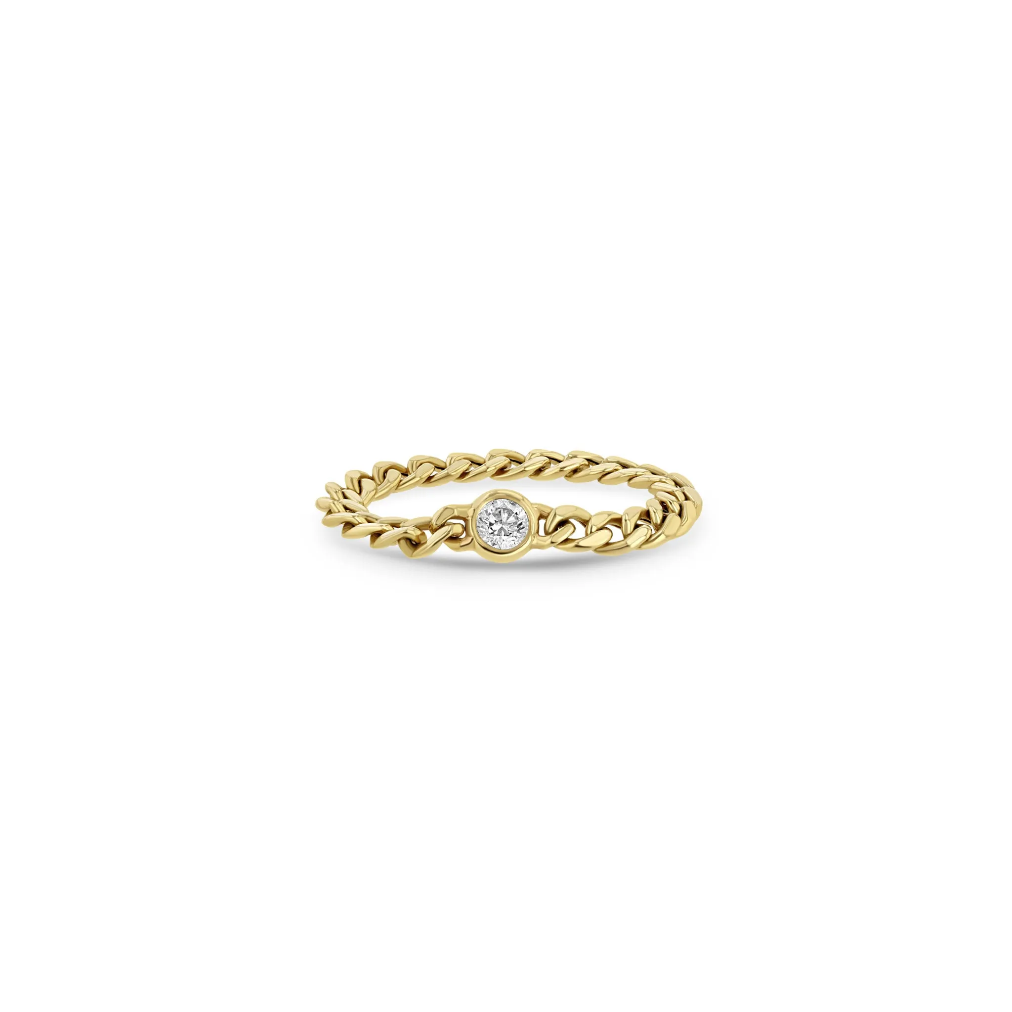 14k Floating Diamond Small Curb Chain Ring