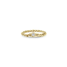 14k Floating Diamond Small Curb Chain Ring