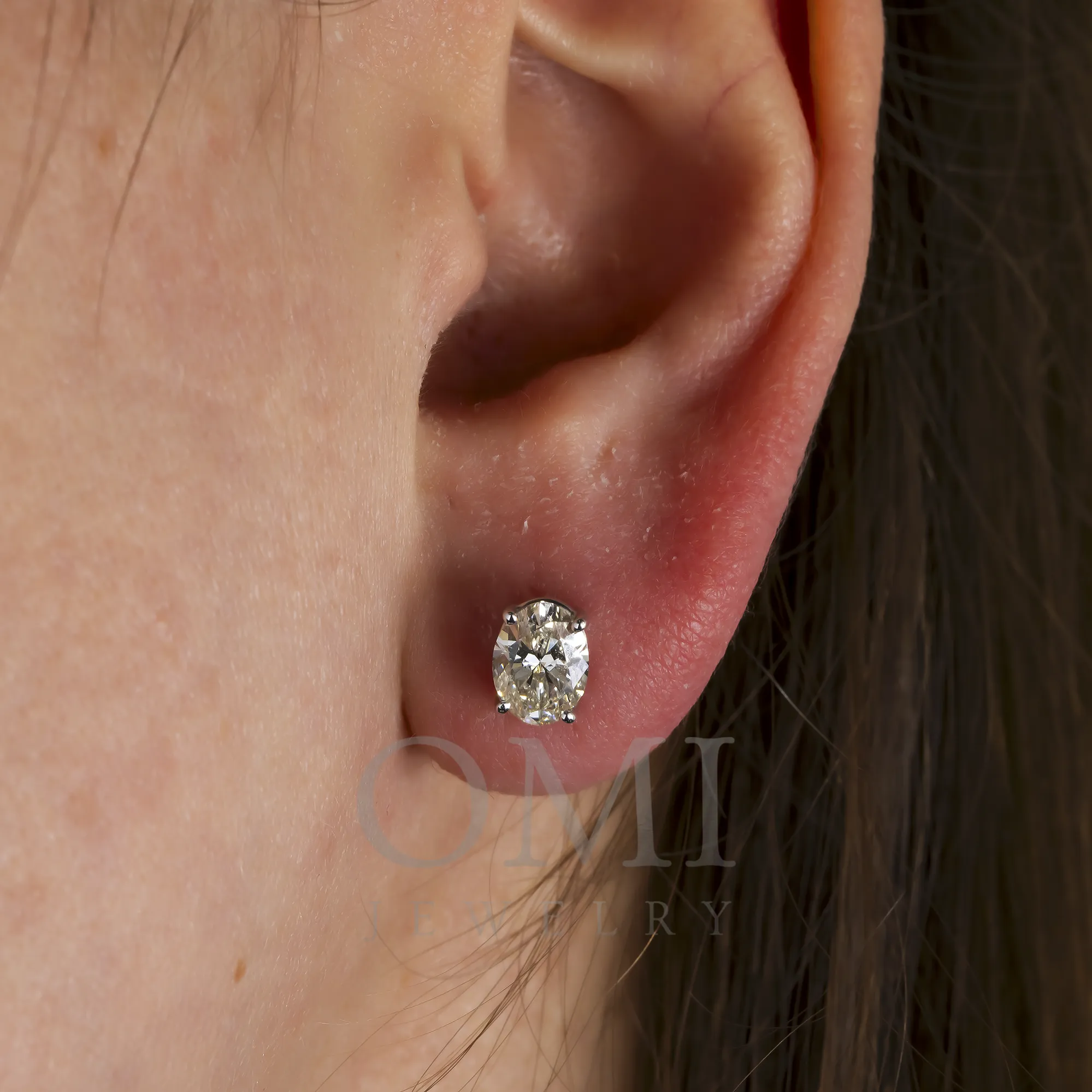 14K GOLD OVAL LAB DIAMOND STUD EARRINGS 1.00 CTW