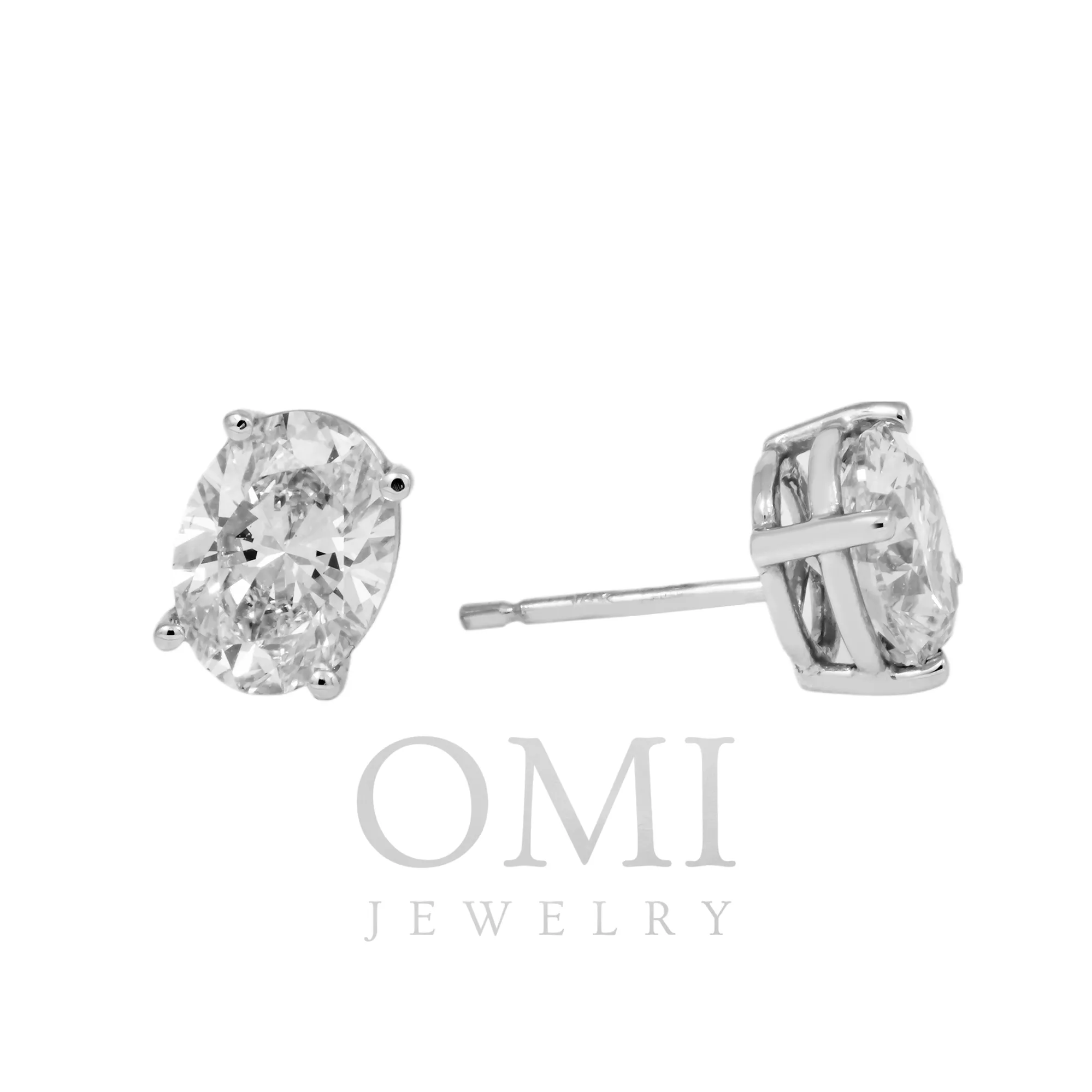 14K GOLD OVAL LAB DIAMOND STUD EARRINGS 1.00 CTW