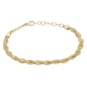 14k Gold Twisted Snake Chain Bracelet