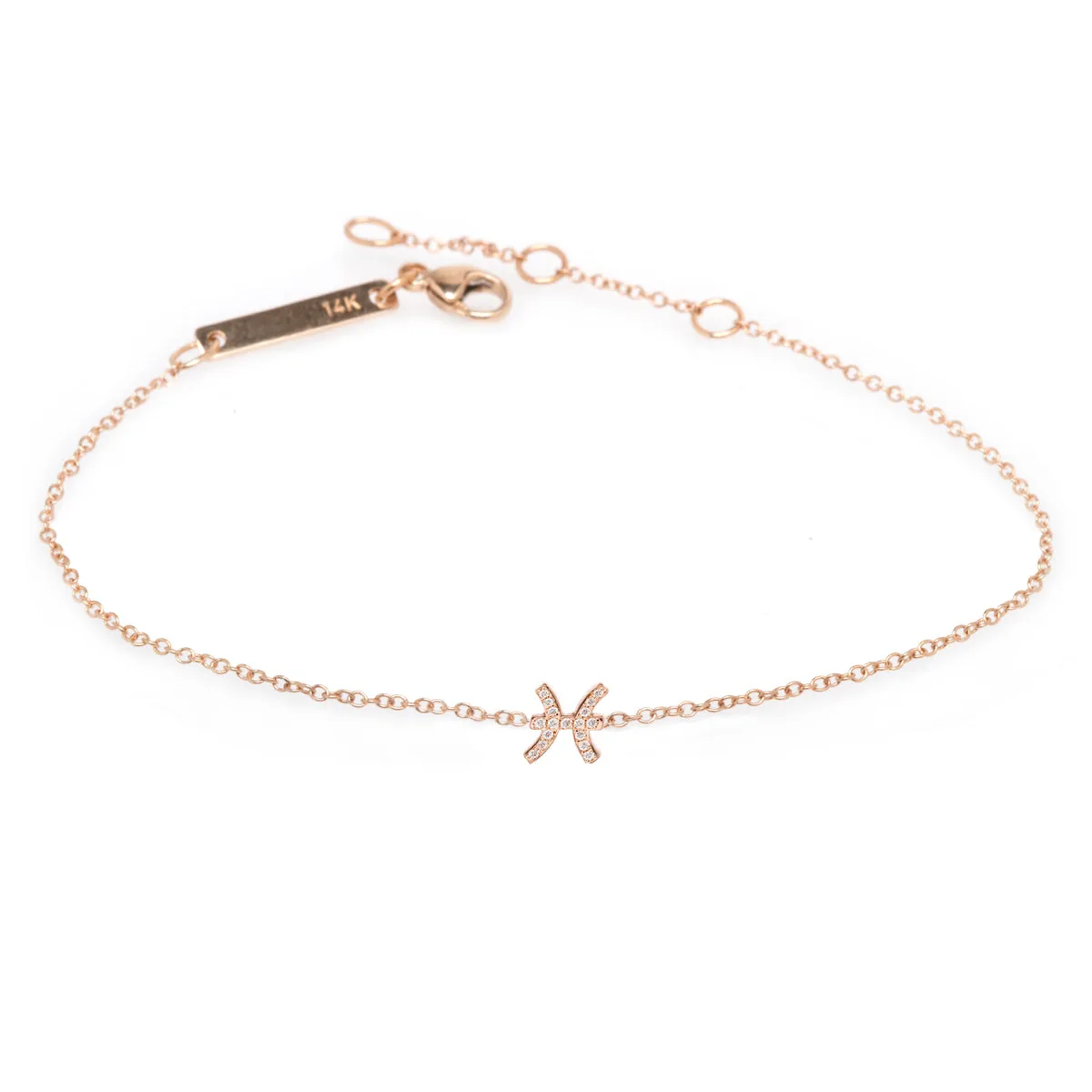 14k Midi Bitty Pavé Diamond Zodiac Bracelet