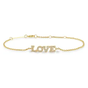 14k Pavé Diamond LOVE Bracelet