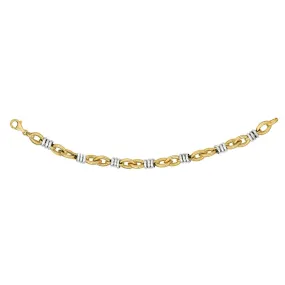 14k Yellow And White Gold White Rings On Yellow Marquis Link Bracelet, 7.75