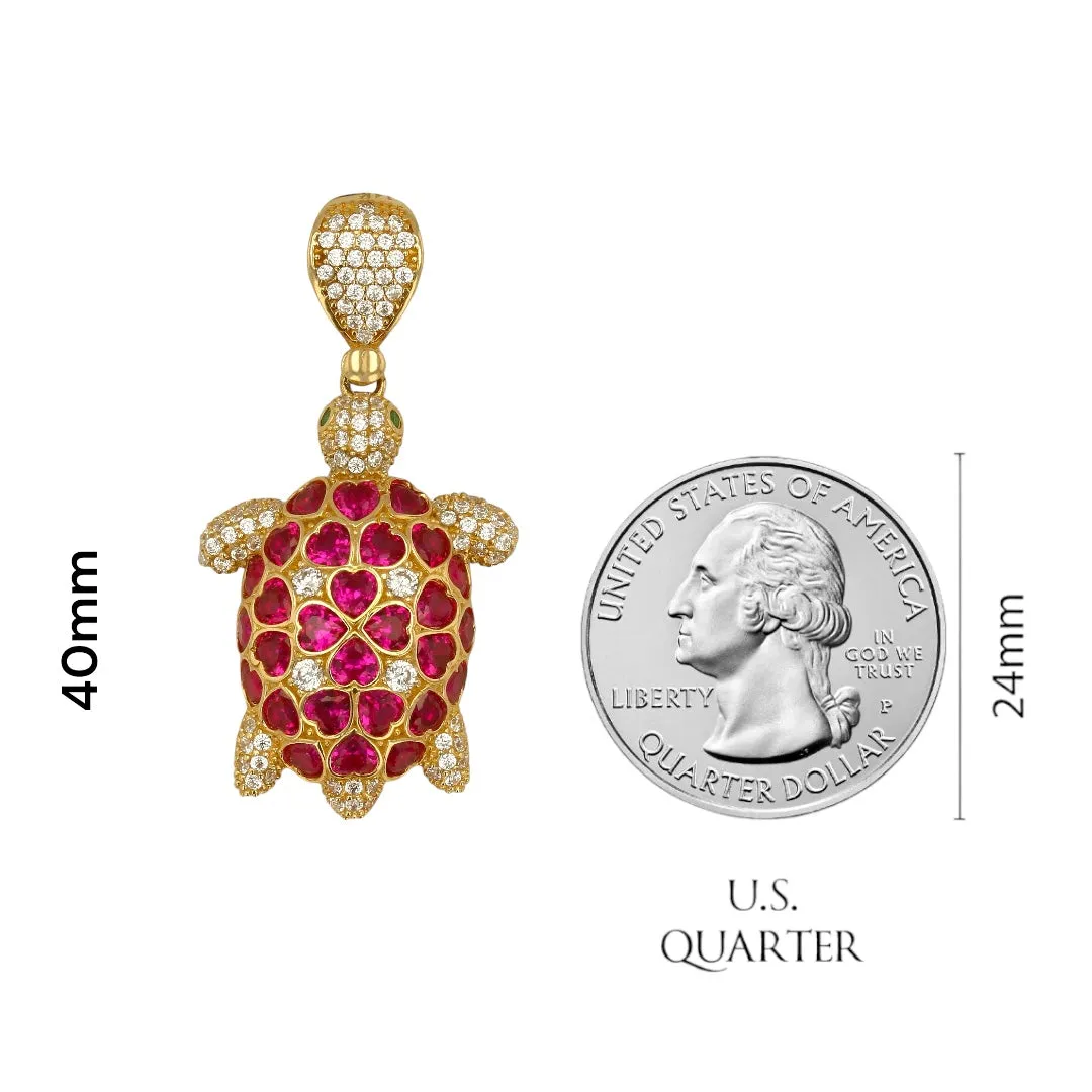 14K Yellow gold red turtle pendant-320885