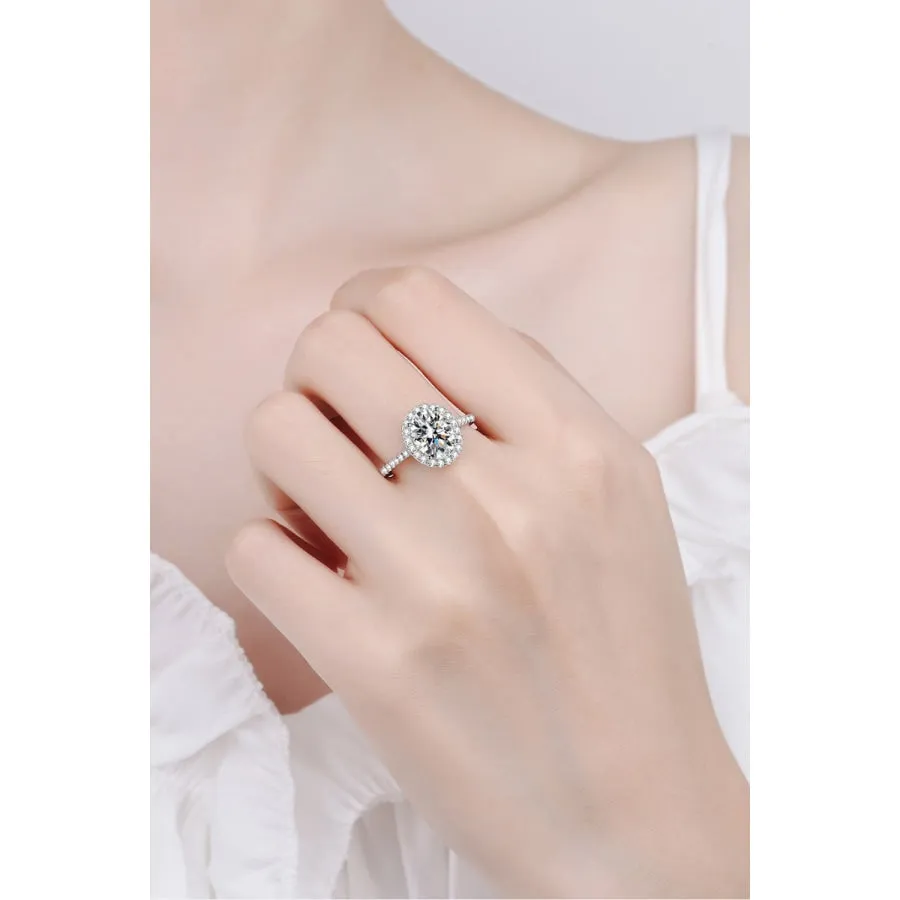 2 Carat Moissanite 925 Sterling Silver Halo Ring