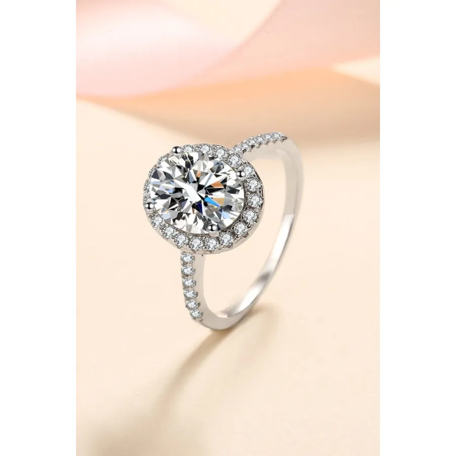 2 Carat Moissanite 925 Sterling Silver Halo Ring