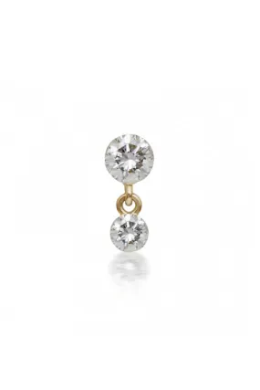 2mm-1.5mm Invisible Set Diamond Dangle Earstud - Yellow Gold