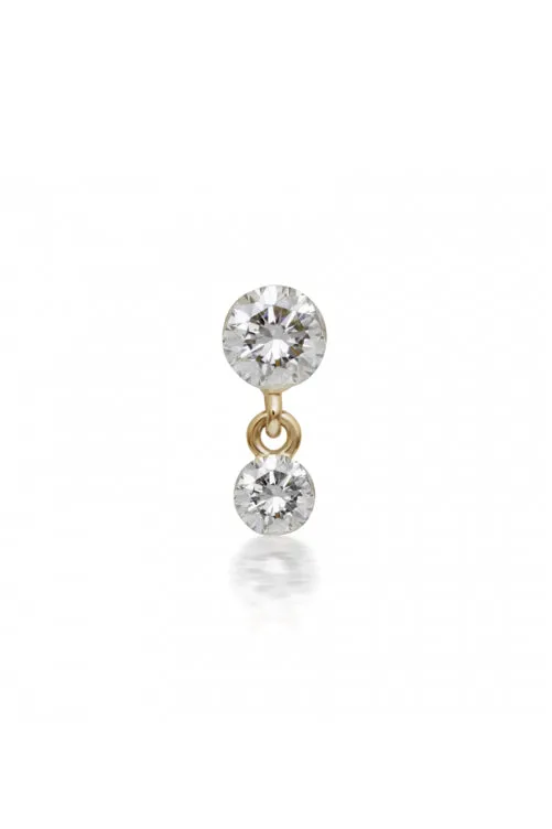 2mm-1.5mm Invisible Set Diamond Dangle Earstud - Yellow Gold