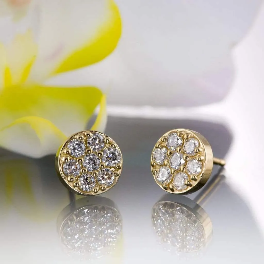 3/8CTW  Diamond, Moissanite or Sapphire Round Cluster Stud Earrings