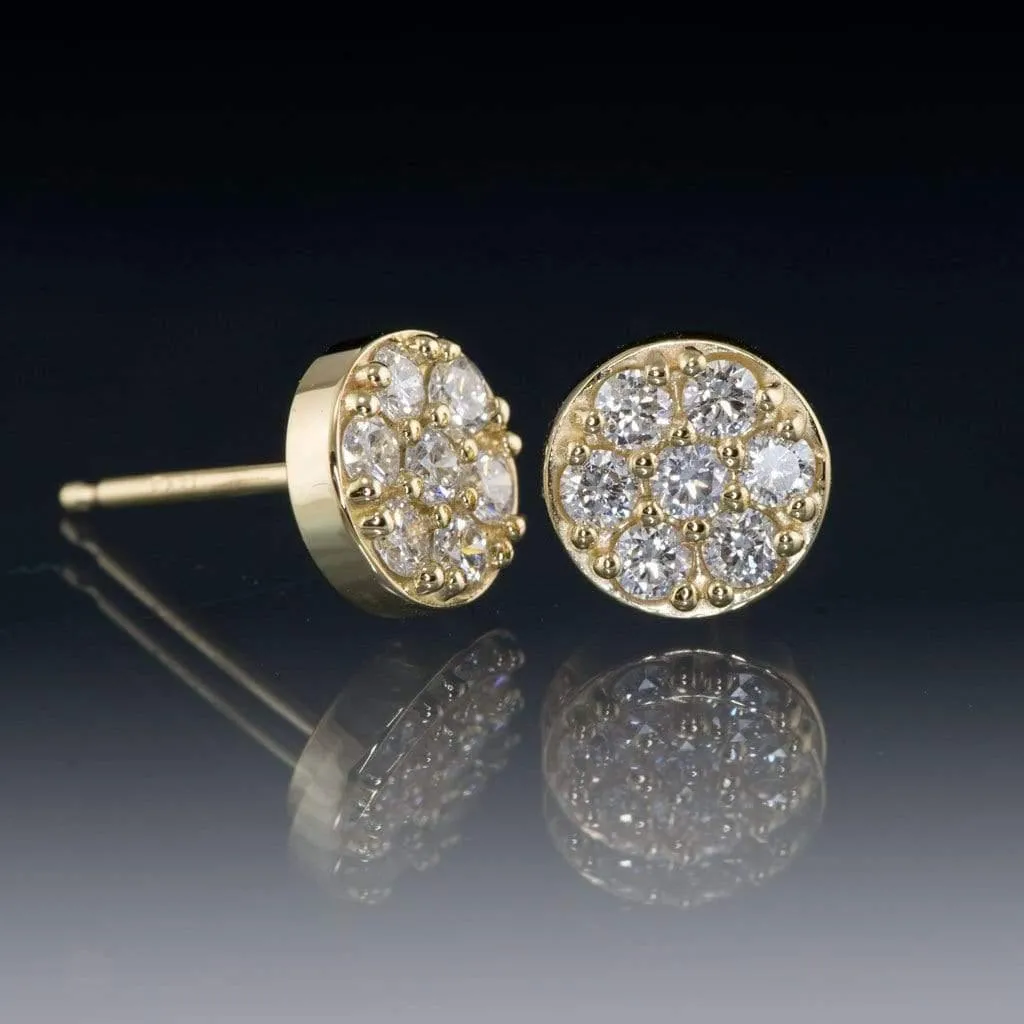 3/8CTW  Diamond, Moissanite or Sapphire Round Cluster Stud Earrings