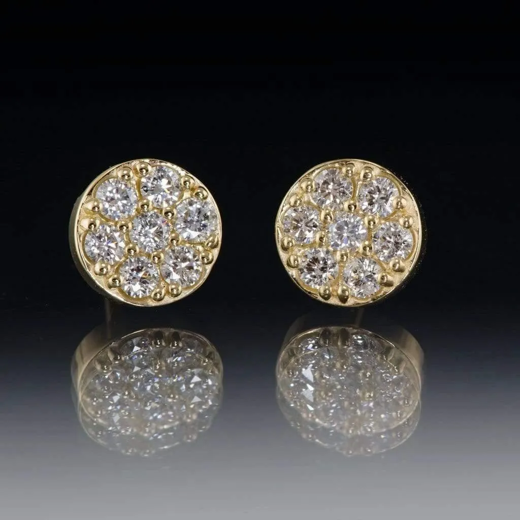 3/8CTW  Diamond, Moissanite or Sapphire Round Cluster Stud Earrings