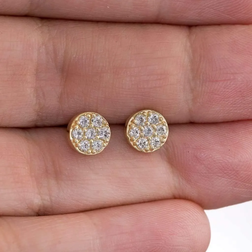 3/8CTW  Diamond, Moissanite or Sapphire Round Cluster Stud Earrings