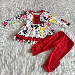 6 A8-17 girl red farm winter long sleeve set