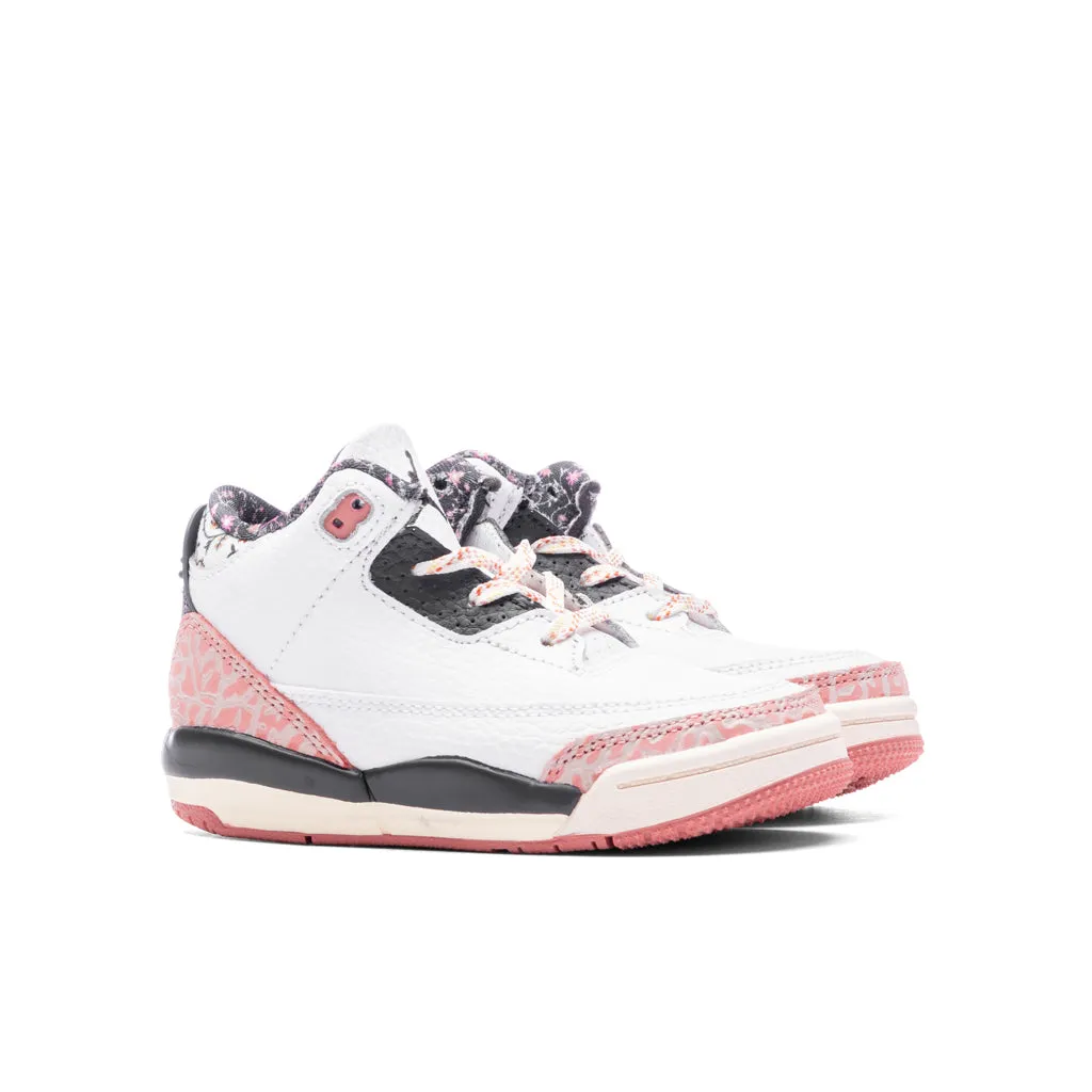 Air Jordan 3 Retro (TD) 'Vintage Floral' - White/Anthracite/Red Stardust