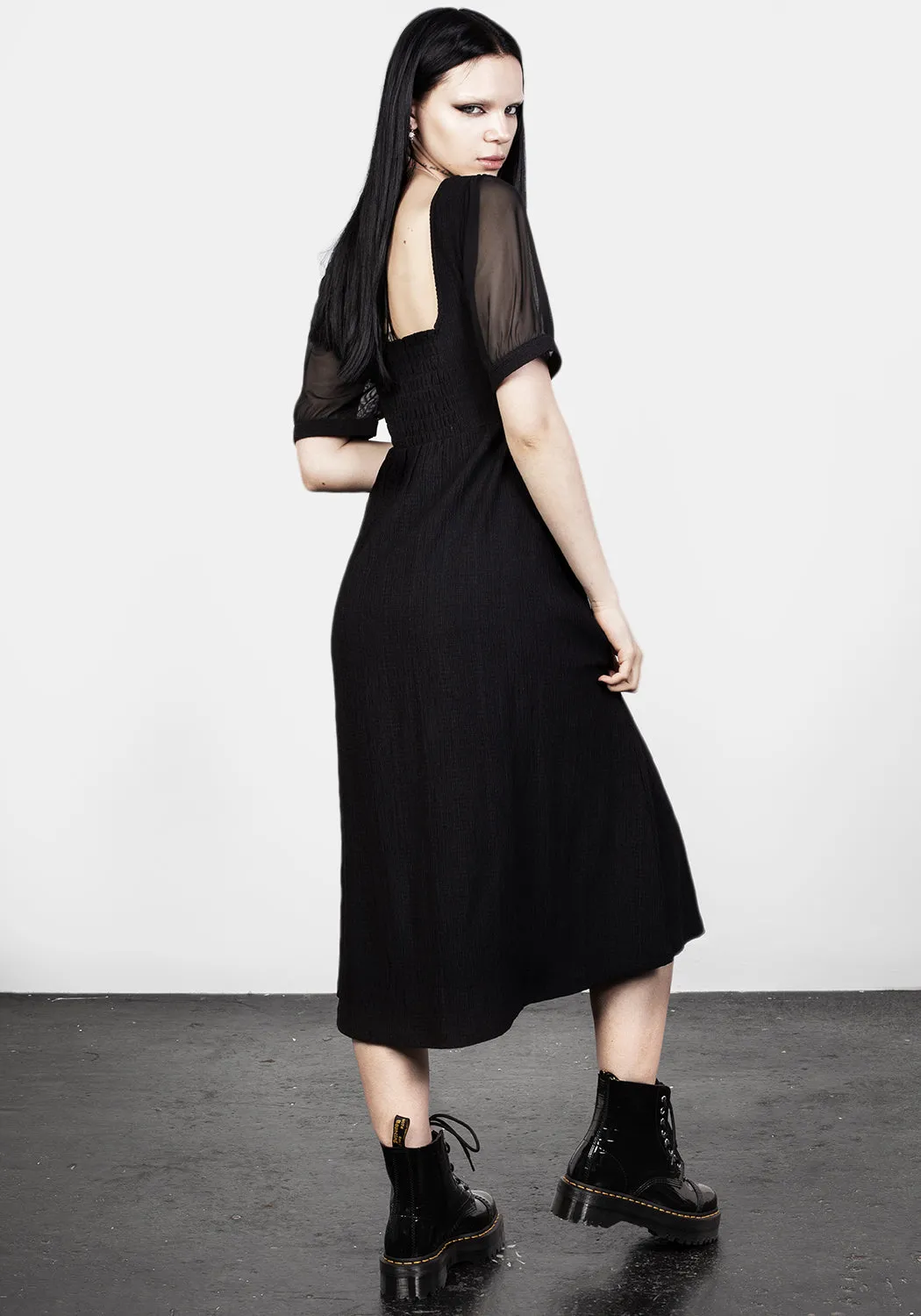 Ammit Midi Dress with Sheer Sleeves