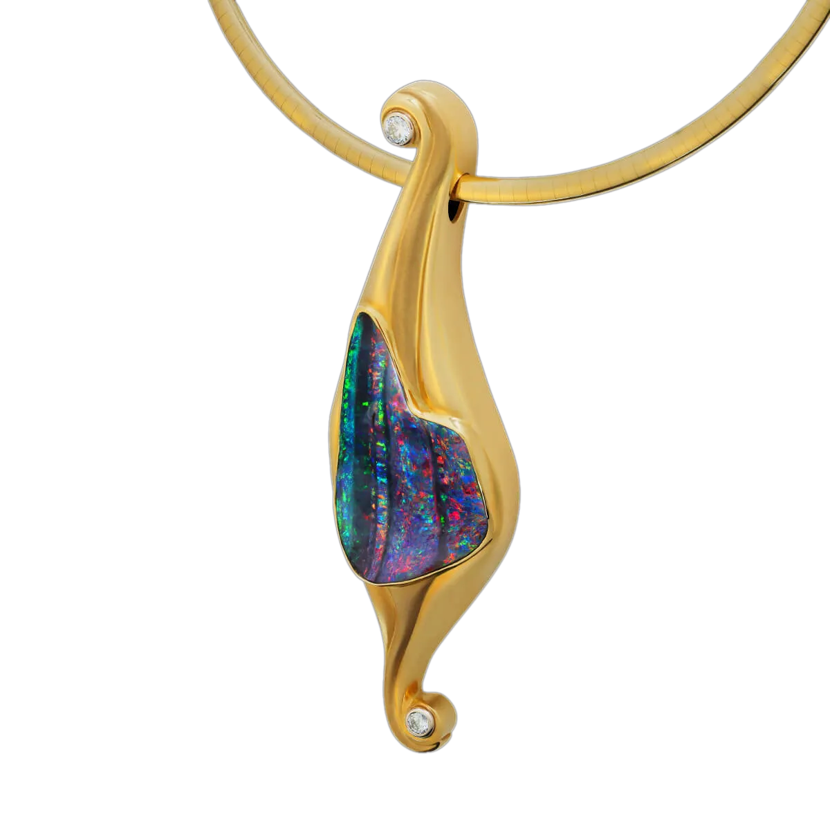 'Ariel's Trinket' Black Boulder Opal Necklace