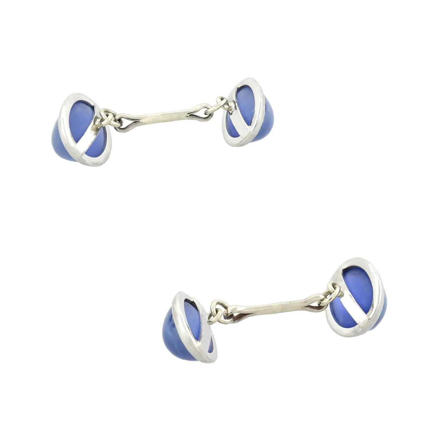 Art Deco Platinum Natural Ceylon Sapphire Cabochon Cufflinks