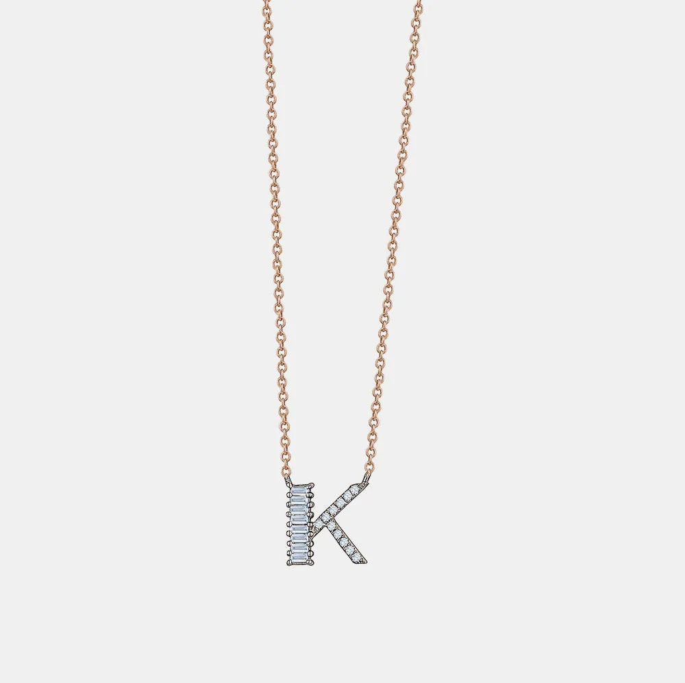 Baguette   Pavé Initial Necklace