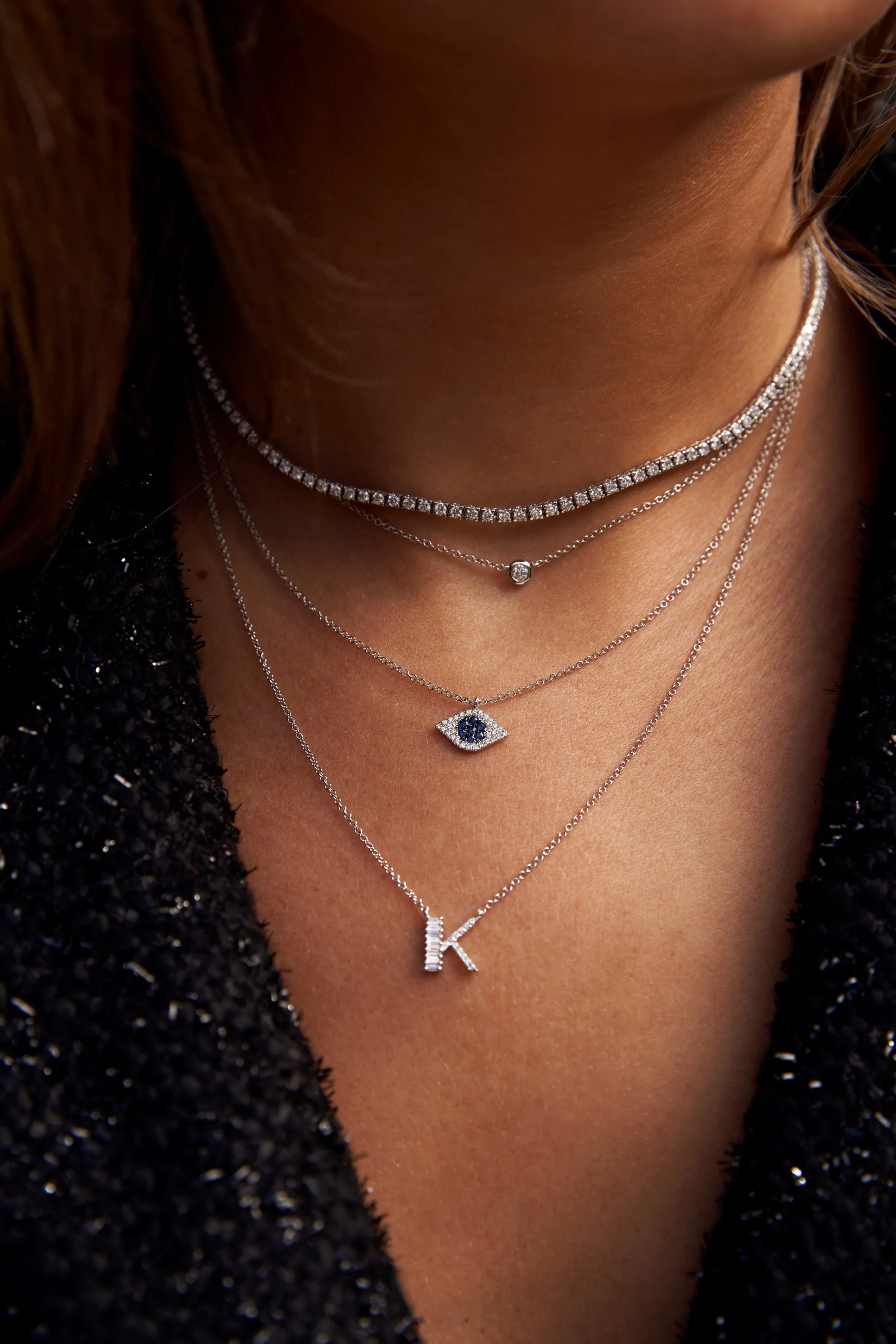 Baguette   Pavé Initial Necklace