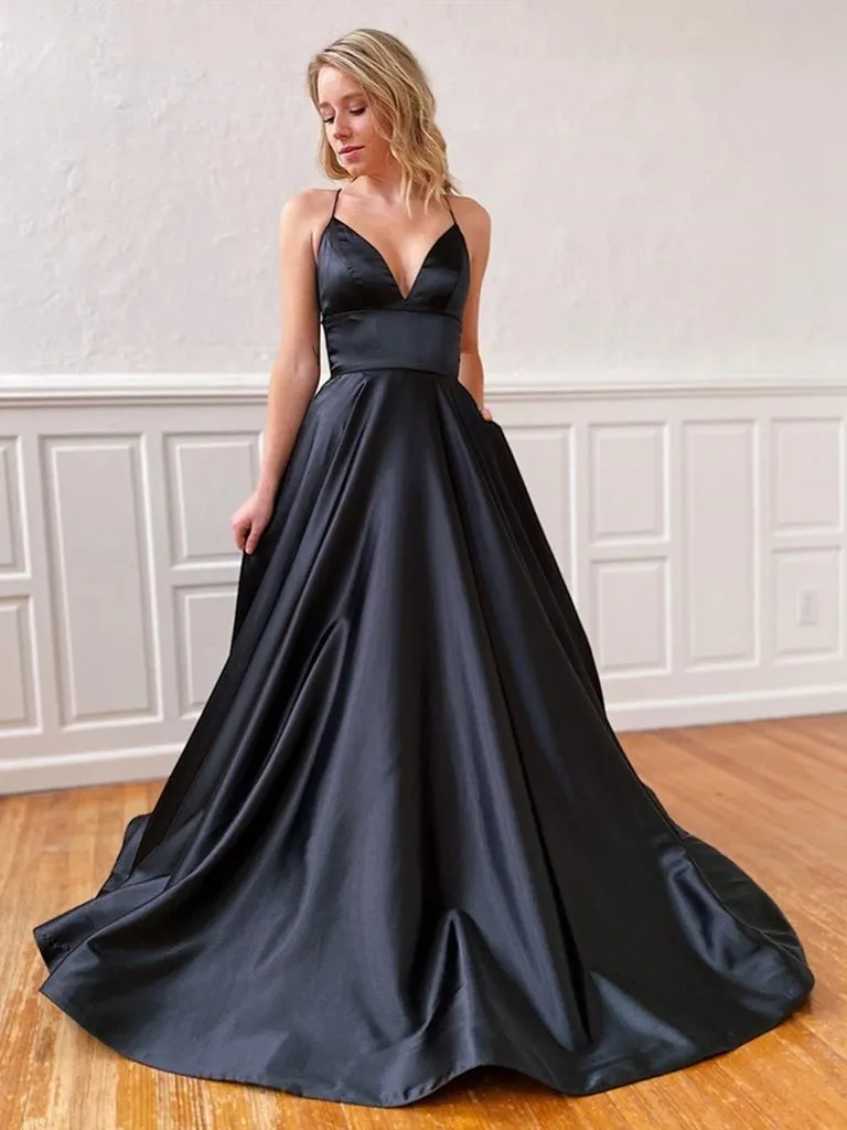 Black Prom Dress Cross Back, Evening Dress, Dance Dress, Formal Dress, Graduation School Party Gown, PC0574