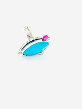 BLUE TURQUOISE WITH PINK CZ STONES