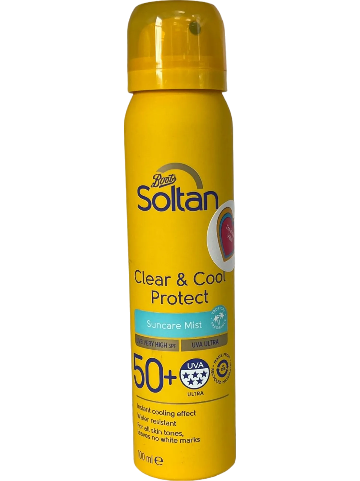 Boots Soltan Clear & Cool Protect Sunscreen Mist SPF 50  Yellow 100ml