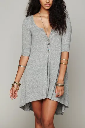 Button High Low T Shirt Dress