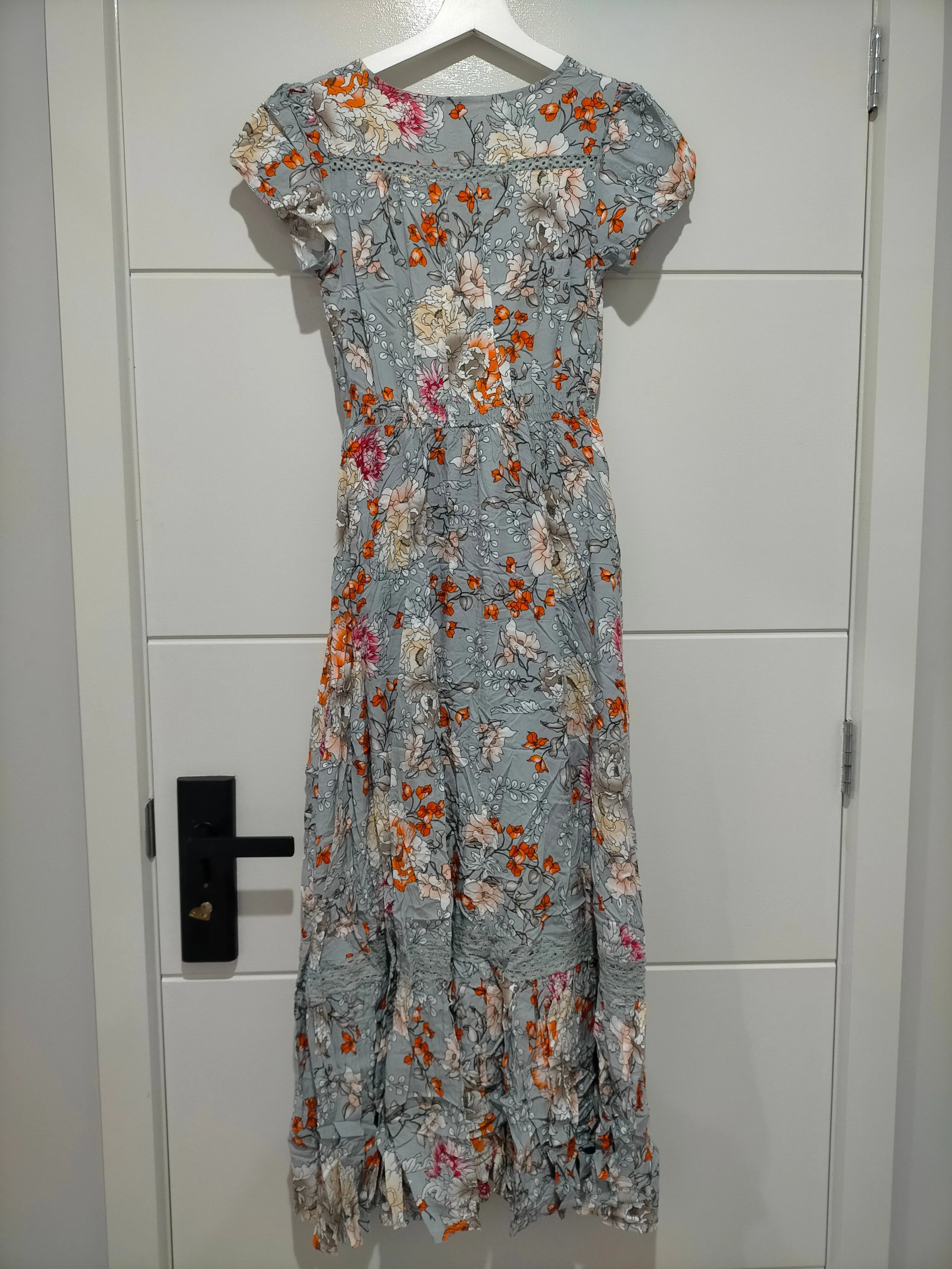 Carmen Maxi Dress Orange Blossom Print