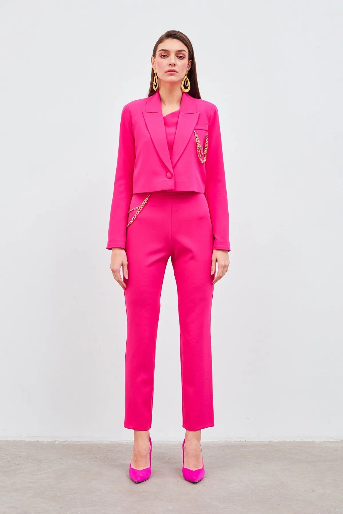 Chain Accessory Trousers - Hot Pink