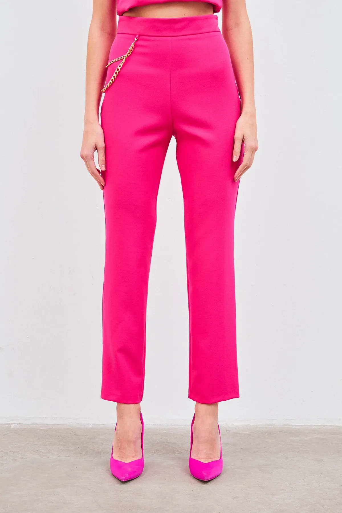 Chain Accessory Trousers - Hot Pink