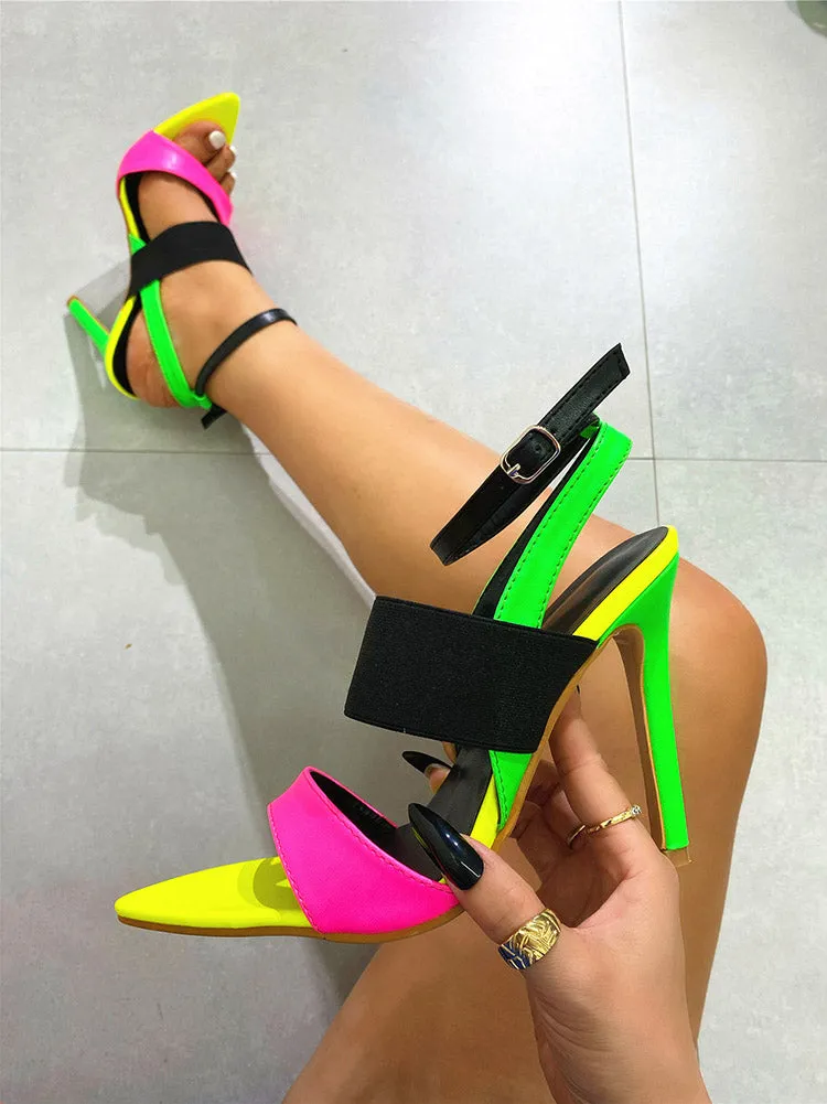 Color Block Heel Sandals