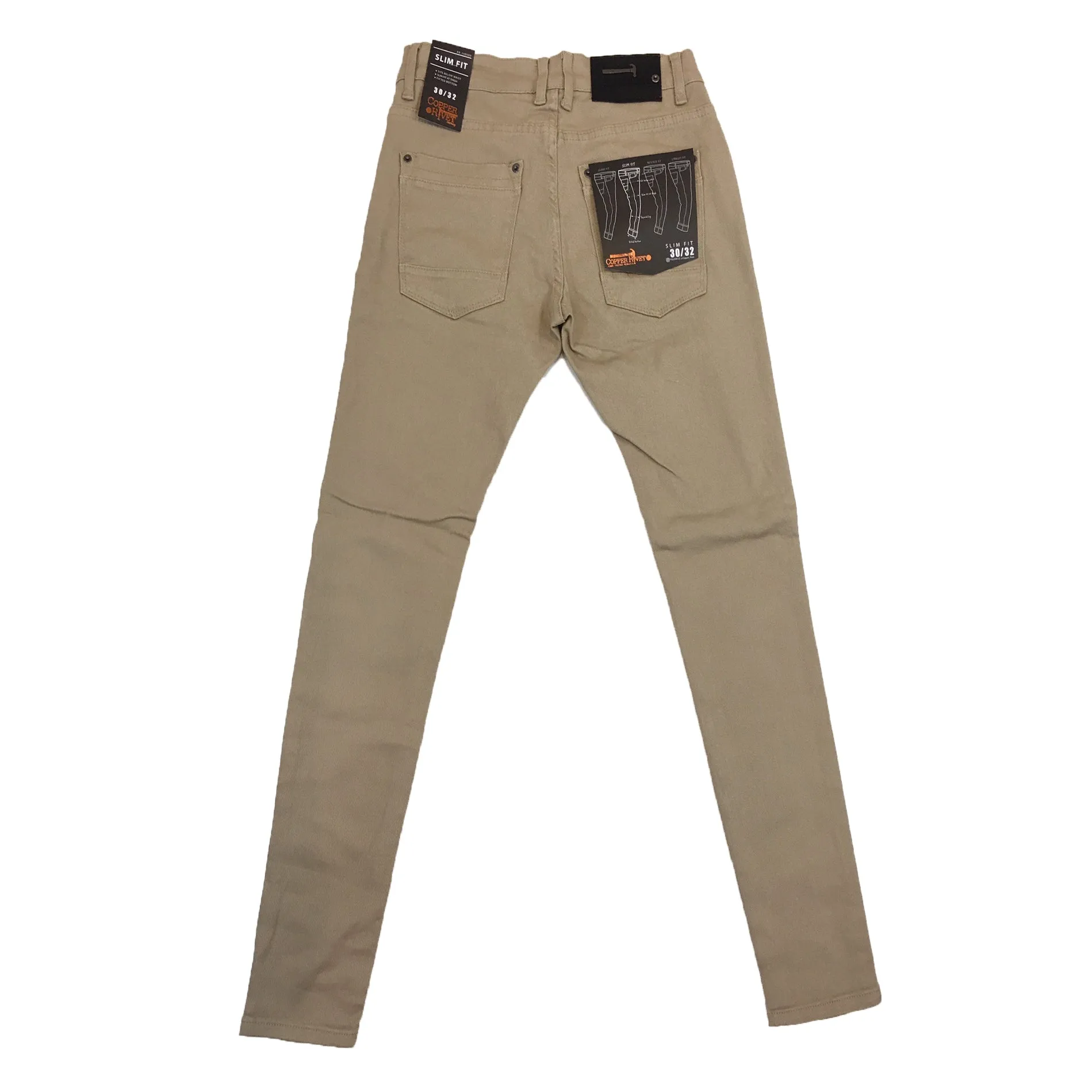 Copper Rivet Plain Slim Jean (Khaki)