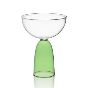 Coupe Glass in Clear & Green