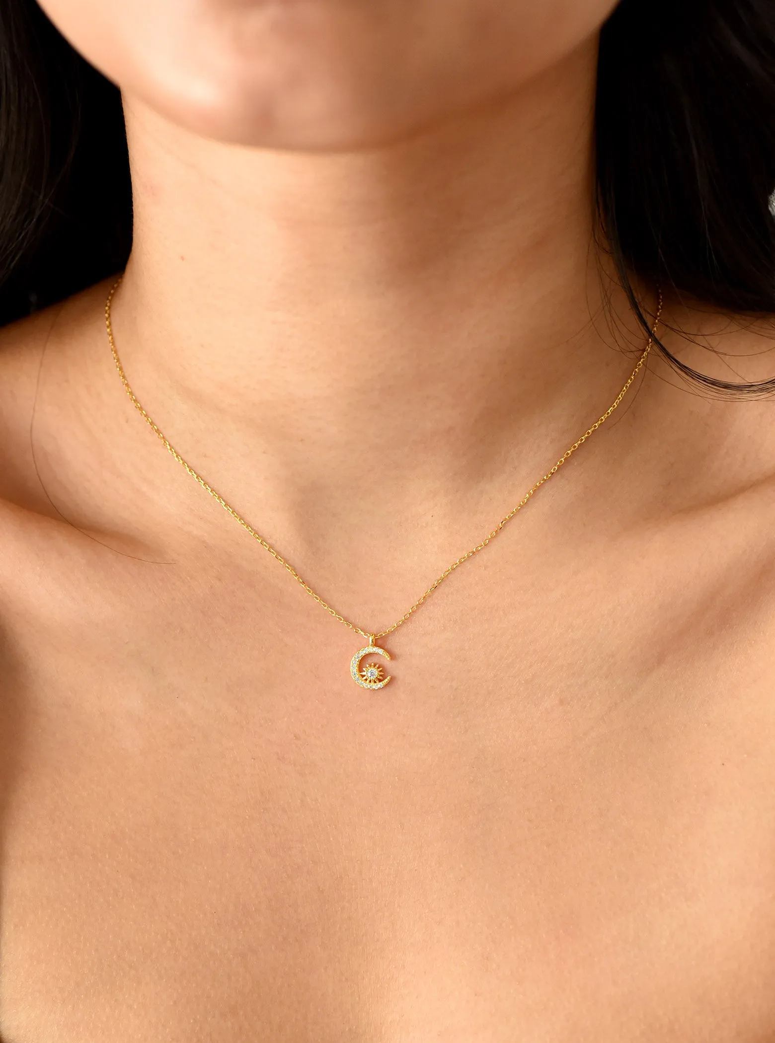 Crescent Moon and Star Necklace