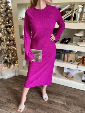 Crinkle Long Sleeve Midi Dress