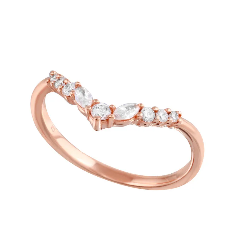 Delicate Marquise Contour Tracer Wedding Band