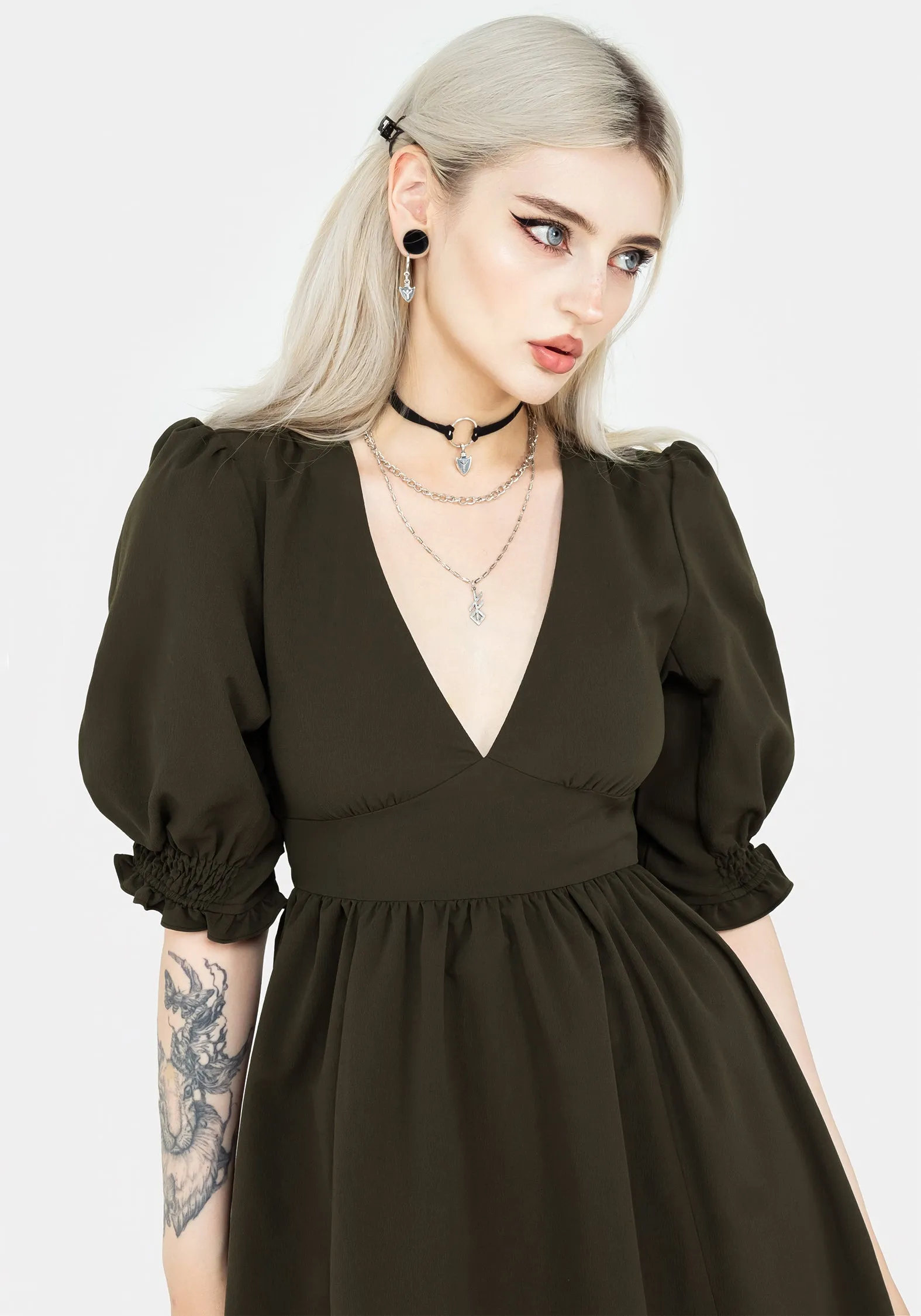 Divination Textured Midi Dress - Green