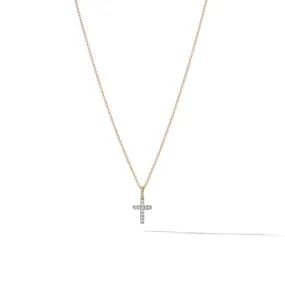 DY Cable Collectibles Cross Necklace in 18K Yellow Gold with Diamonds, 17mm