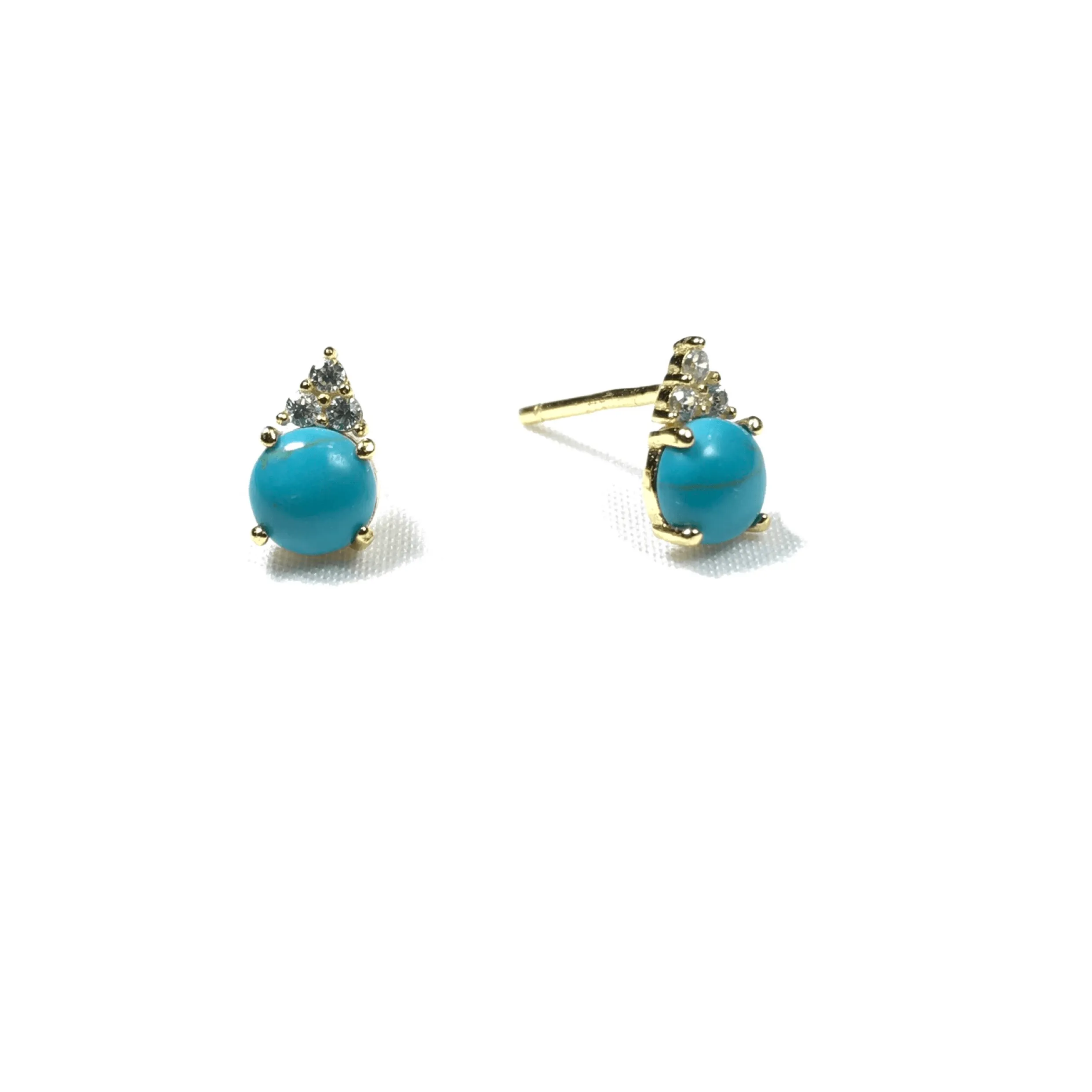 Earrings With Turquoise Stone and CZ Stones