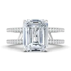 Emerald Cut Double Pave Diamond Ring