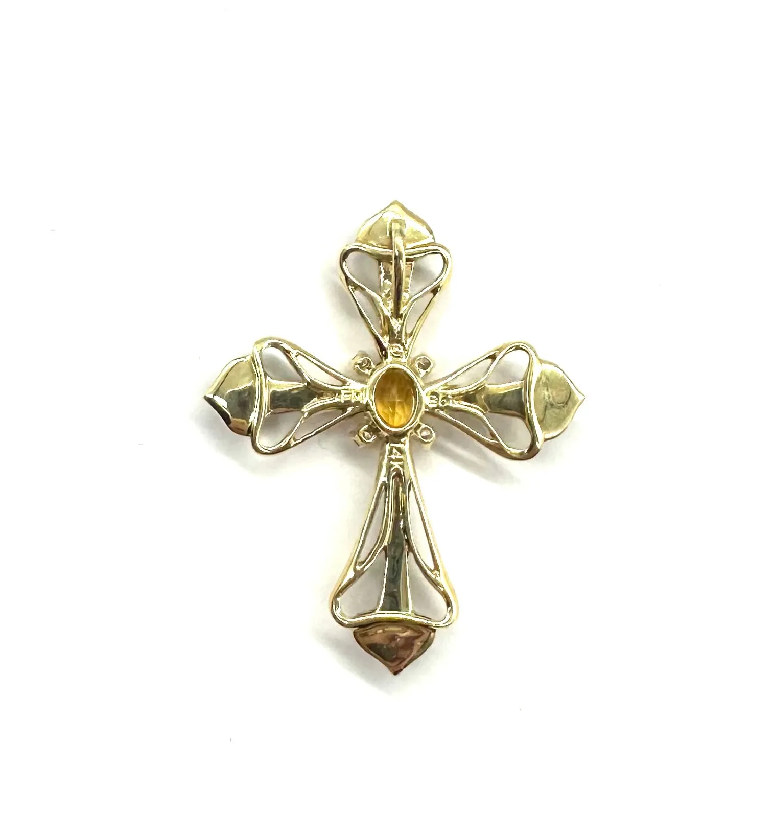 Enamel Inlay & Citrine Cross Pendant