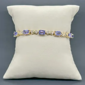 Estate 14K Y Gold 7.04cttw Tanzanite & 0.66cttw Fancy Light Brown/SI2 Diamond Bracelet