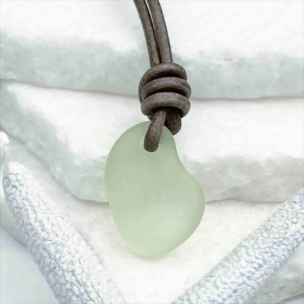 Fantastic UV Sea Glass Leather Necklace | #5276